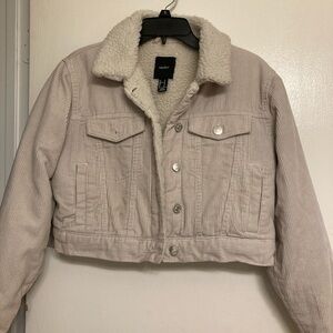 Forever 21 Cream Sherpa-Lined Corduroy Teddy Jacket